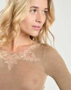 Mare Tops Et Blouses|Top en laine et soie manches longues beige