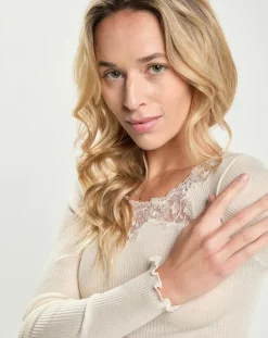 Mare Tops Et Blouses|Top en laine et soie manches longues blanc