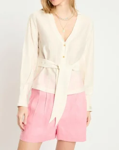 Scotch & Soda Tops Et Blouses|Top en Lin mélangé ceinturé écru