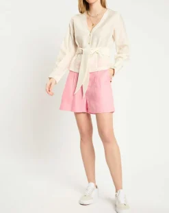 Scotch & Soda Tops Et Blouses|Top en Lin mélangé ceinturé écru