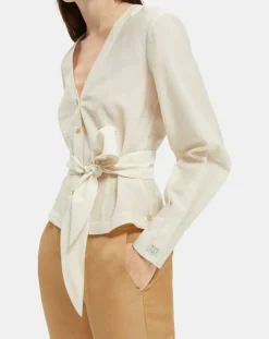 Scotch & Soda Tops Et Blouses|Top en Lin mélangé ceinturé écru