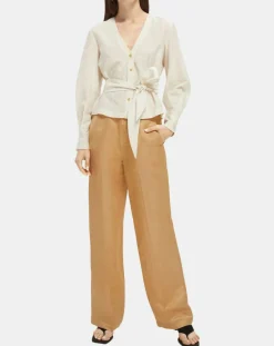 Scotch & Soda Tops Et Blouses|Top en Lin mélangé ceinturé écru