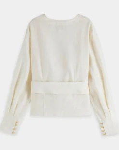 Scotch & Soda Tops Et Blouses|Top en Lin mélangé ceinturé écru