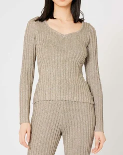 Manoush Tops Et Blouses|Top en maille Côte Lurex argenté