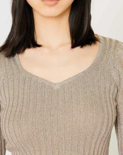 Manoush Tops Et Blouses|Top en maille Côte Lurex argenté