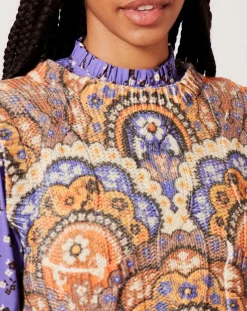 Manoush Tops Et Blouses|Top en maille Fall Torsade imprimé violet/multicolore
