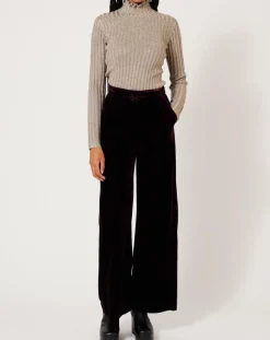 Manoush Tops Et Blouses|Top en maille Funnel Neck Cote Lurex argenté