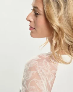 Mare Tops Et Blouses|Top en micromodal manches longues haut rebrode naturel