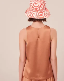 Tara Jarmon Tops Et Blouses|Top en satin fluide cognac