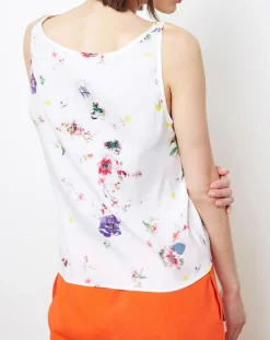 Cacharel Tops Et Blouses|Top en Soie mélangé imprimé floral blanc