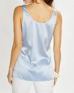 Lauren Vidal Tops Et Blouses|Top en Soie mélangée Essential ciel