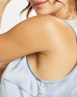 Lauren Vidal Tops Et Blouses|Top en Soie mélangée Essential ciel