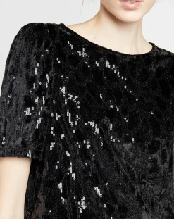 Caroll Tops Et Blouses|Top en Velours & Sequins Casey noir