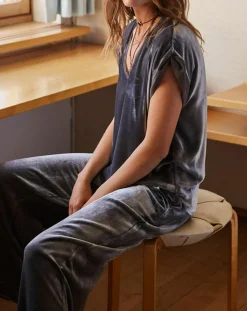 Lauren Vidal Tops Et Blouses|Top en Velours Basal gris