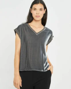 Lauren Vidal Tops Et Blouses|Top en Velours Basal gris