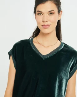 Lauren Vidal Tops Et Blouses|Top en Velours Basal sauge