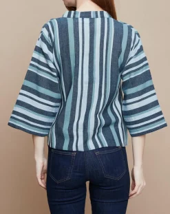 Mare di Latte Tops Et Blouses|Top Ferah Essaouira Stripes vert sapin/vert pâle