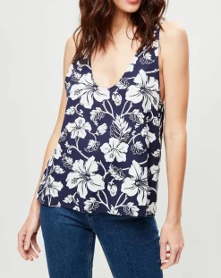 La Perla Tops Et Blouses|Top Fleurs du Futur fleuri bleu/blanc