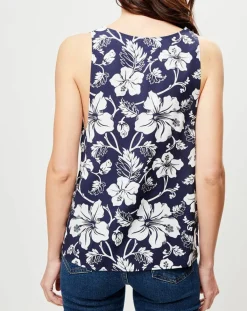 La Perla Tops Et Blouses|Top Fleurs du Futur fleuri bleu/blanc