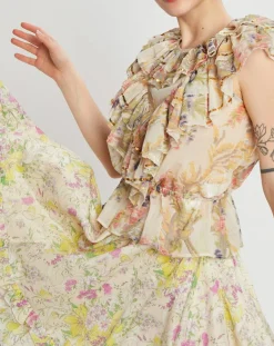 Manoush Tops Et Blouses|Top Gipsy volanté écru/multicolore