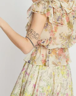 Manoush Tops Et Blouses|Top Gipsy volanté écru/multicolore