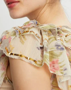 Manoush Tops Et Blouses|Top Gipsy volanté écru/multicolore