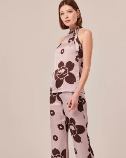 Tara Jarmon Tops Et Blouses|Top imprimé fleuri en satin parme