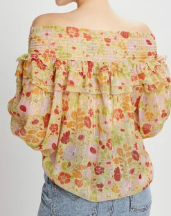 Manoush Tops Et Blouses|Top Liberty Jane à fleurs vert/multicolore