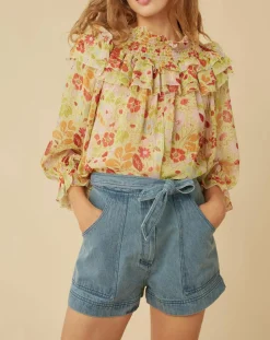 Manoush Tops Et Blouses|Top Liberty Jane à fleurs vert/multicolore