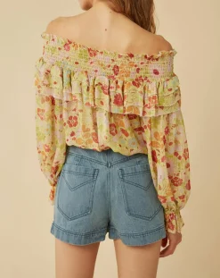 Manoush Tops Et Blouses|Top Liberty Jane à fleurs vert/multicolore