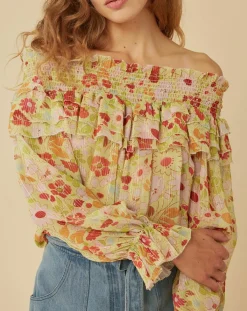 Manoush Tops Et Blouses|Top Liberty Jane à fleurs vert/multicolore