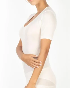 Mare Tops Et Blouses|Top manches courtes Laine & Soie tissée ivoire