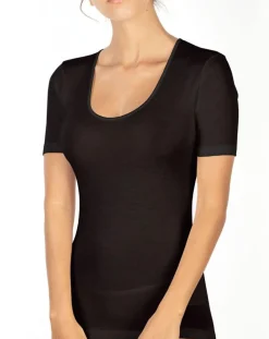 Mare Tops Et Blouses|Top manches courtes Laine & Soie tissée noir