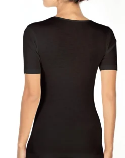 Mare Tops Et Blouses|Top manches courtes Laine & Soie tissée noir