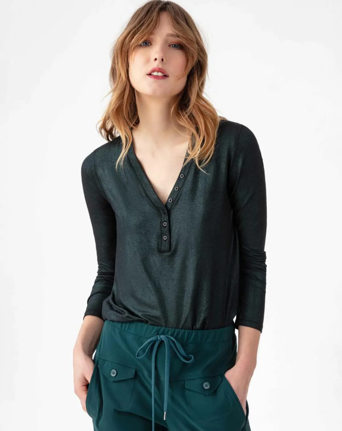 Indies Tops Et Blouses|Top Manches Longues Stella irise emeraude