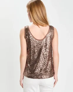 Galeries Lafayette Tops Et Blouses|Top Paillettes Tess marron