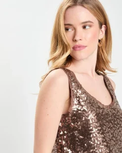 Galeries Lafayette Tops Et Blouses|Top Paillettes Tess marron