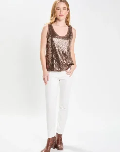 Galeries Lafayette Tops Et Blouses|Top Paillettes Tess marron
