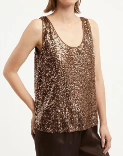 Galeries Lafayette Tops Et Blouses|Top Paillettes Tess marron