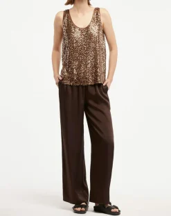 Galeries Lafayette Tops Et Blouses|Top Paillettes Tess marron