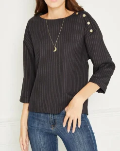 MKT Studio Tops Et Blouses|Top rayures & boutons Hania marine