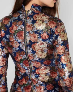 Manoush Tops Et Blouses|Top Roses à sequins encre