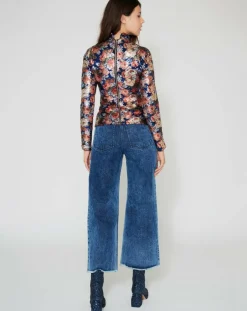 Manoush Tops Et Blouses|Top Roses à sequins encre