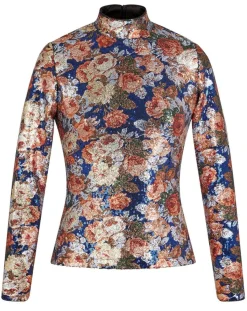 Manoush Tops Et Blouses|Top Roses à sequins encre