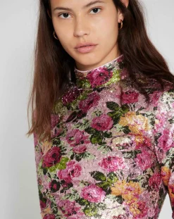Manoush Tops Et Blouses|Top Roses à sequins rose
