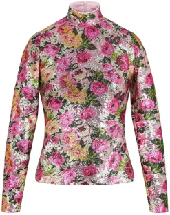 Manoush Tops Et Blouses|Top Roses à sequins rose