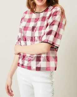 Manoush Tops Et Blouses|Top Saint-Tropez en sequins rose/blanc