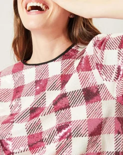 Manoush Tops Et Blouses|Top Saint-Tropez en sequins rose/blanc