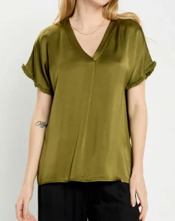 Lauren Vidal Tops Et Blouses|Top satiné Must vert