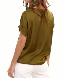 Lauren Vidal Tops Et Blouses|Top satiné Must vert